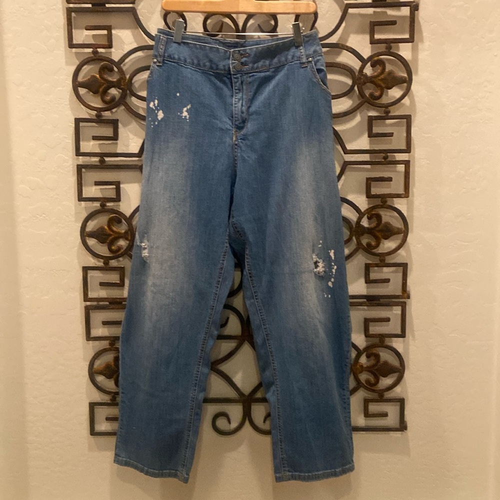 Lane Bryant size 28 distressed light wash jeans